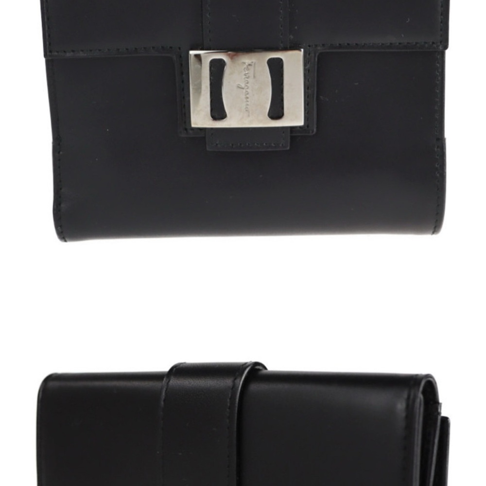 Salvatore Ferragamo Black Leather Multifold Wallet with Silver Buckle - Picture 5 of 14